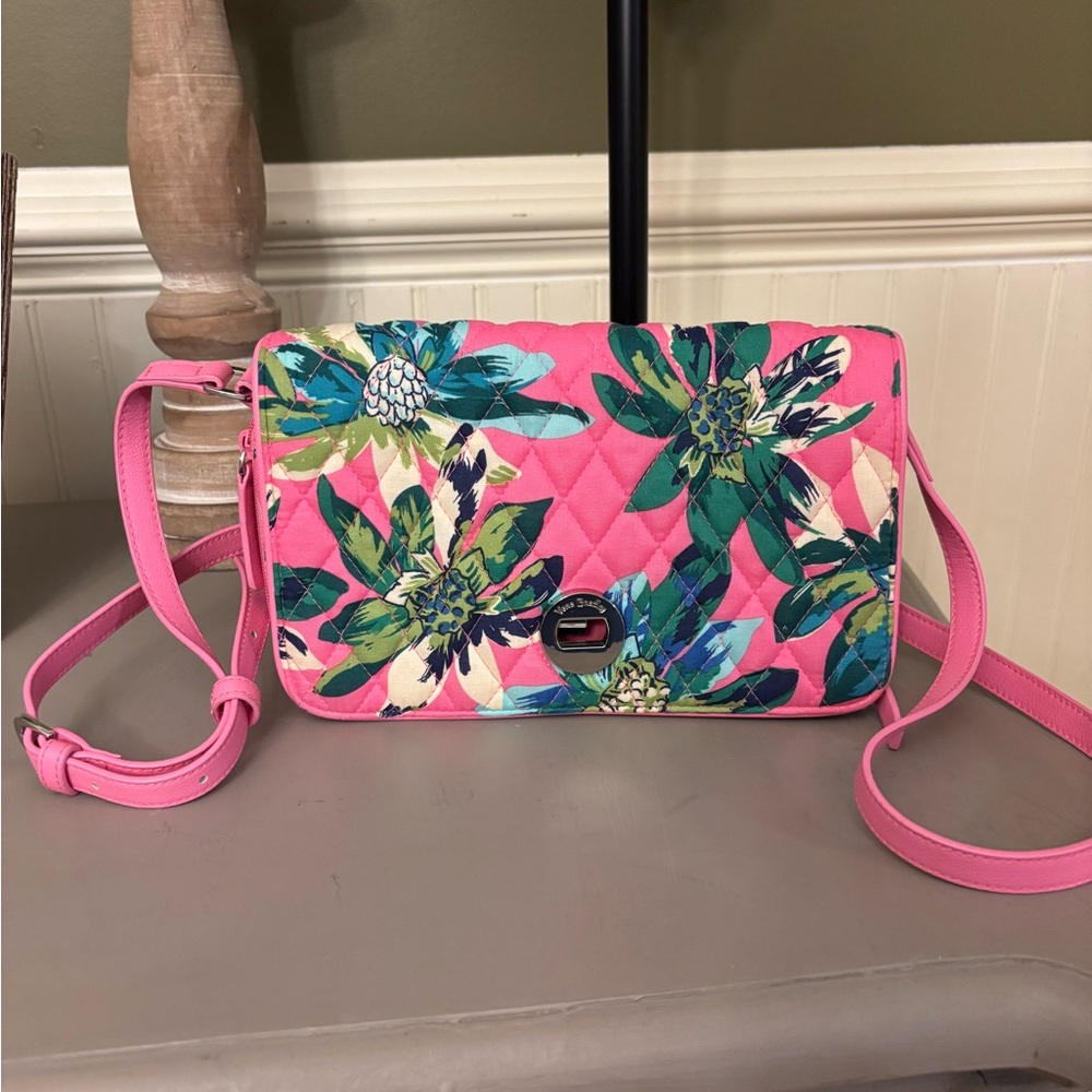 Floral Pink Quilted Crossbody Bag